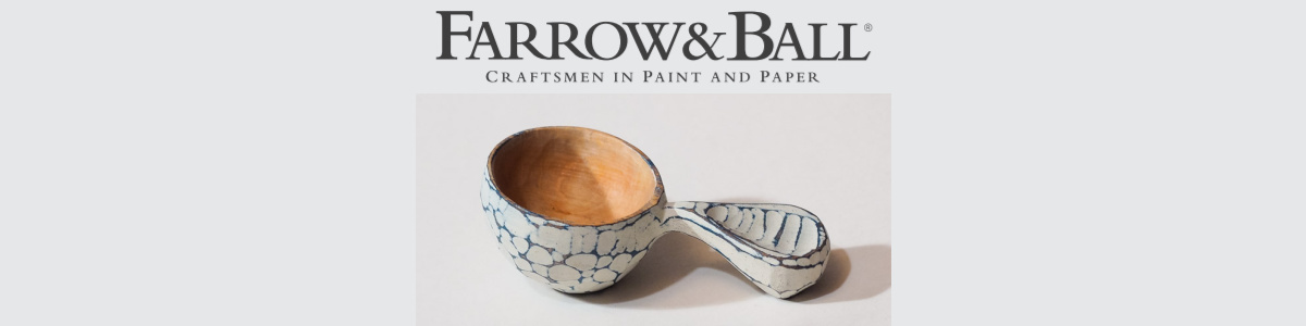 image of wooden scoop beneath farrow and Ball logo