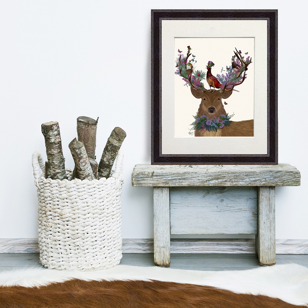 A picture of a deer with a bird on it Description automatically generated