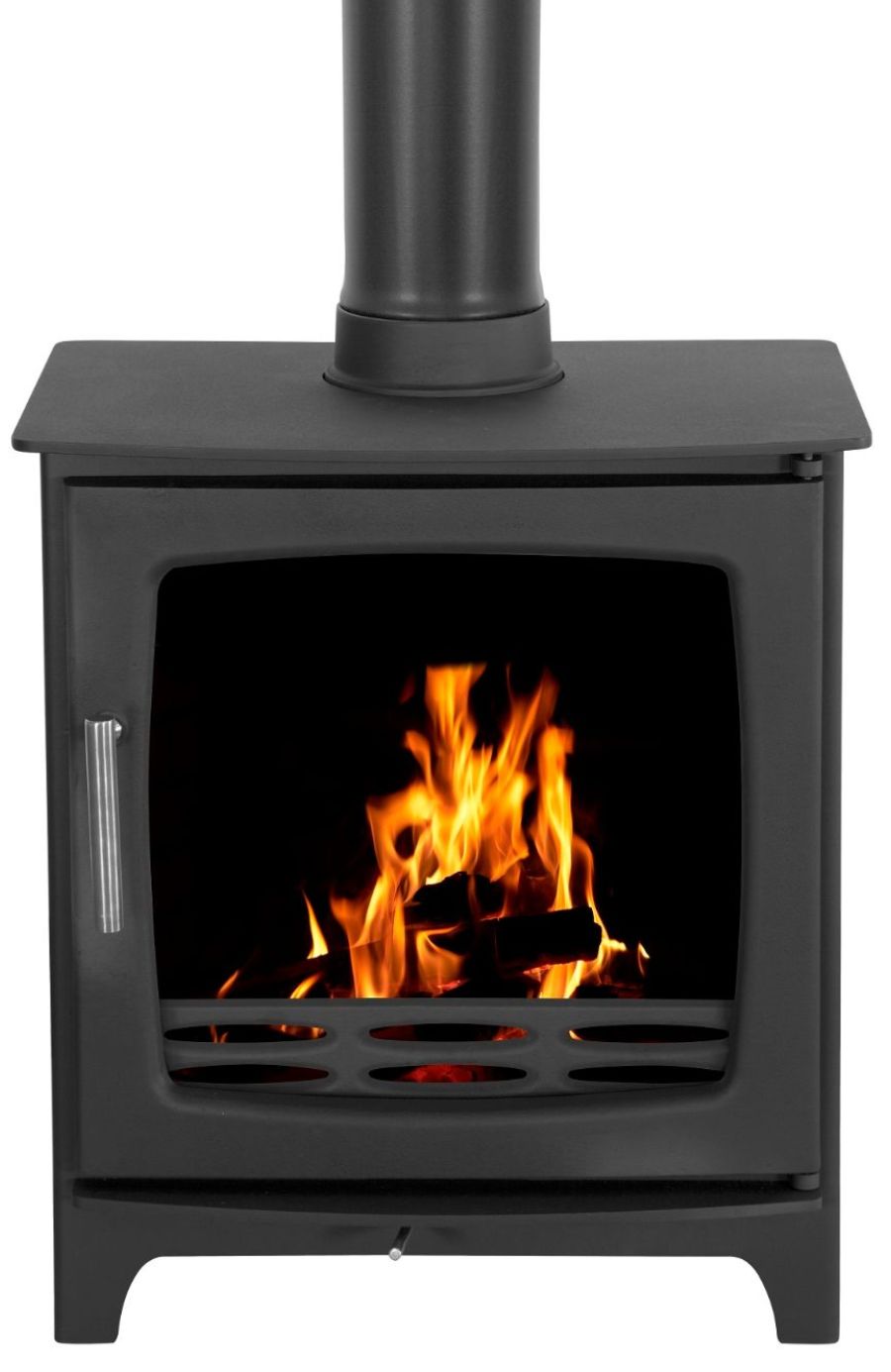 A black fire place with a chimney Description automatically generated