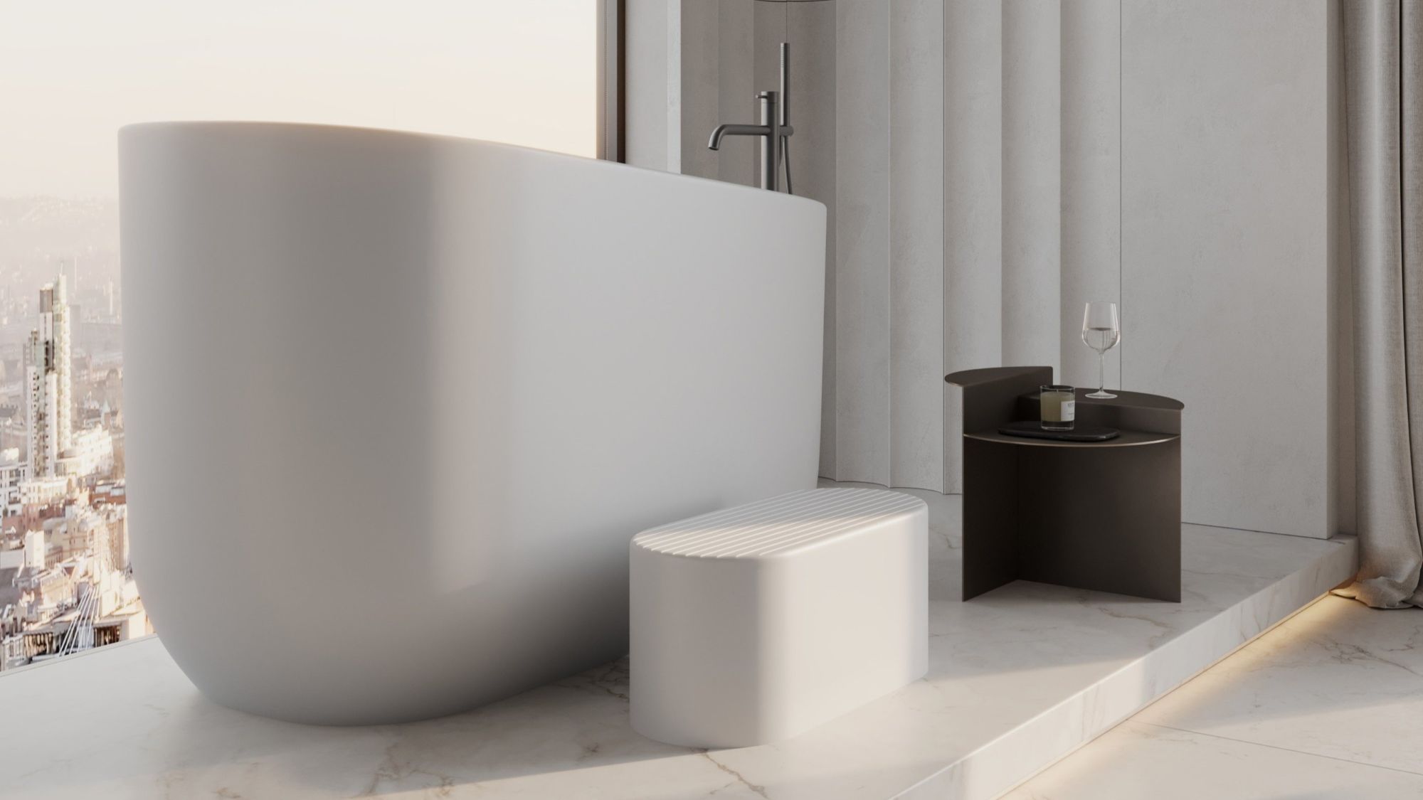 Cloud Dancer brings light, calm and elegance to bathrooms
