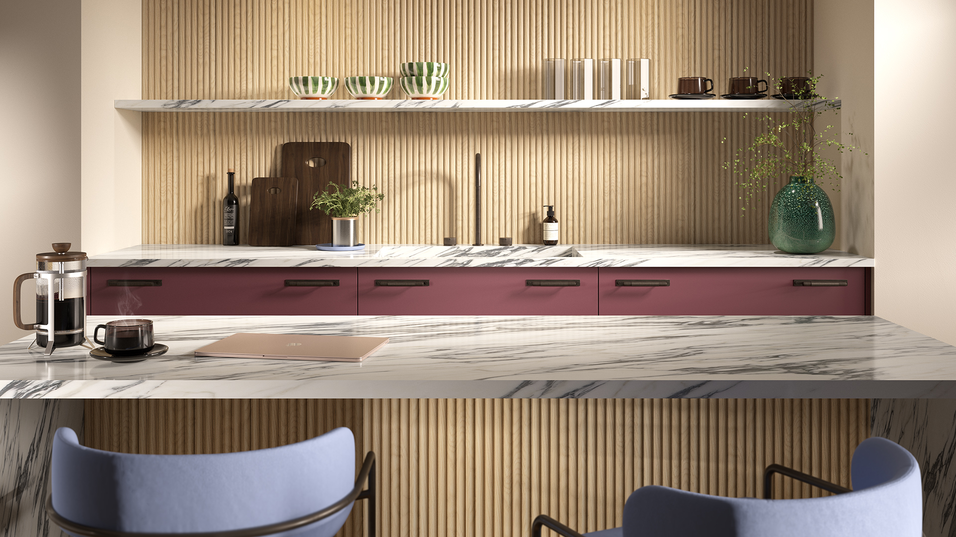 Naturewall’s Waterproof Panels Turn Tired Kitchen Islands into Design Features